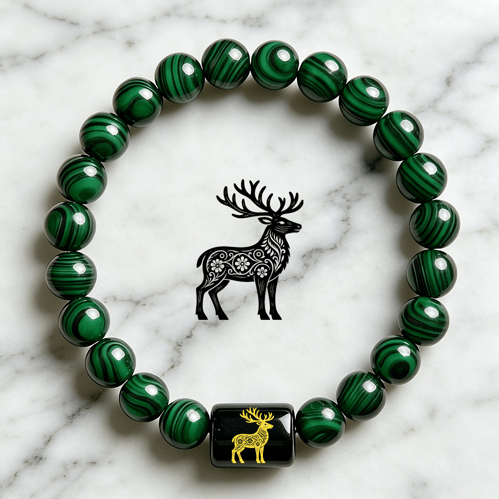 Women's Boho Vintage Deer Charm Beaded Bracelet, Daily Wear
